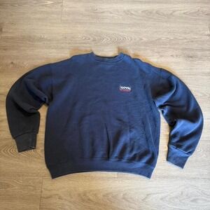 Vintage 90s Goya Rice and Beans Sweatshirt Large Navy Blue Embroidered Boxy FOTL